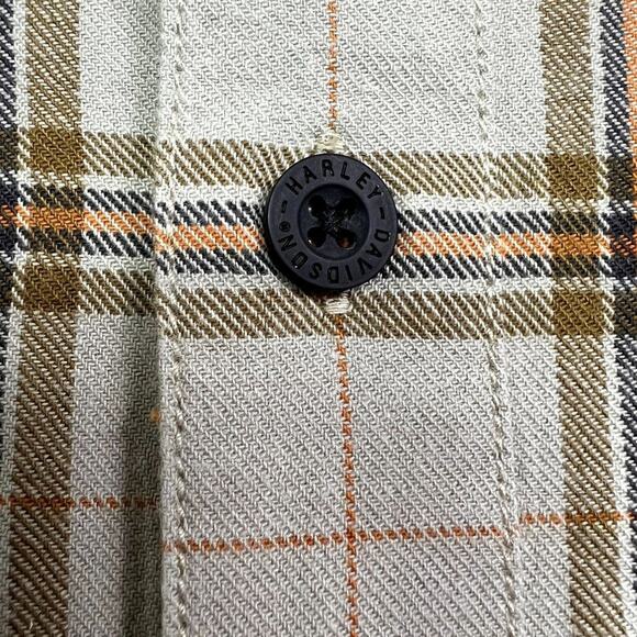 Motorclothes Harley davidson Shirt Mens Large Brown Plaid Short Sleeve - Picture 4 of 10